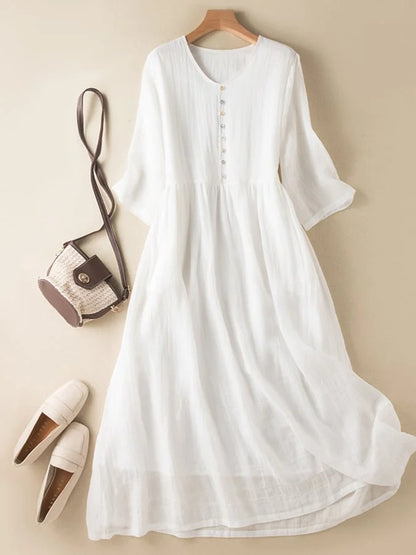 Lila – Soft layered cotton-linen dress