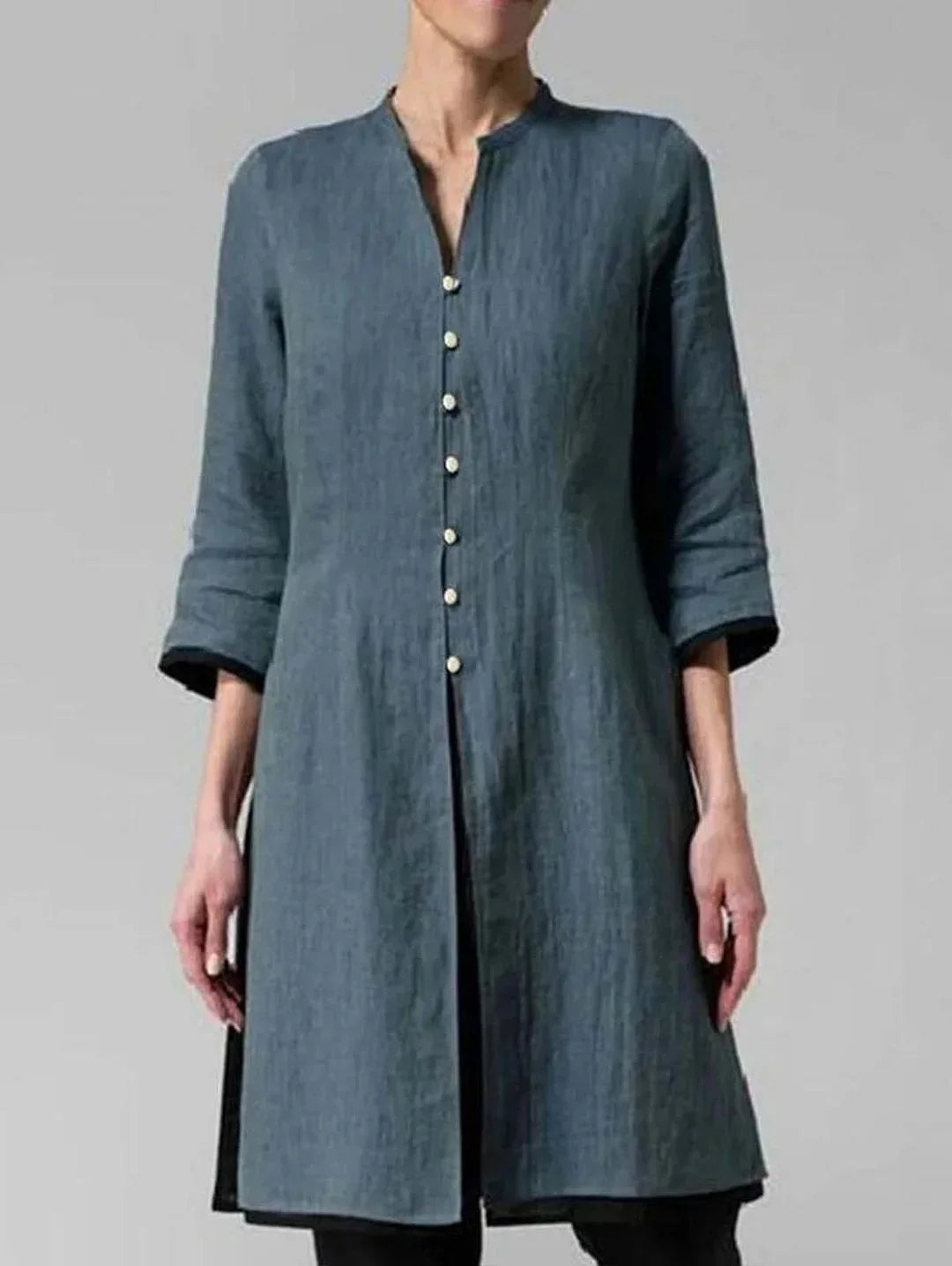 Hodges - Long Irregular Cotton and Linen Shirt