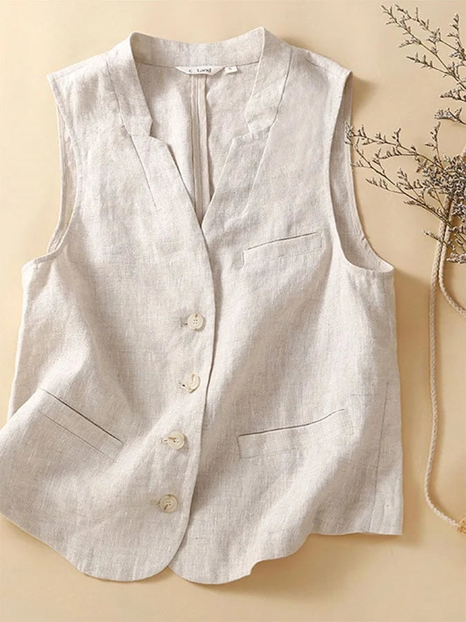 Cotton Casual V-neck Sleeveless Top