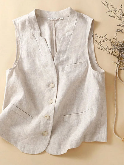 Cotton Casual V-neck Sleeveless Top