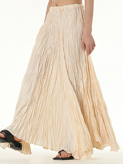 Norris - Elegant Ruched Pleated Maxi Skirt with Stretchy Waistband