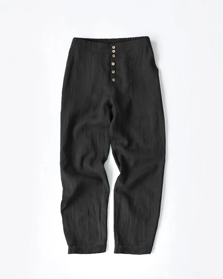 Eisley - High-Waisted Cropped Button-Up Pants