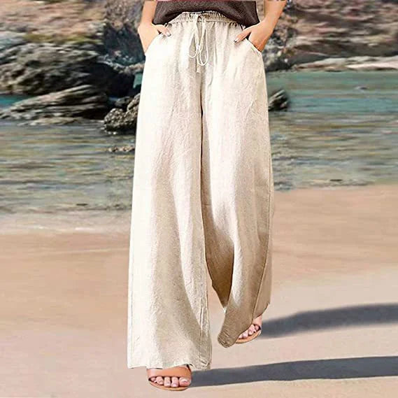 Nerida - Casual Wide-Leg Cotton and Linen Trousers for Women