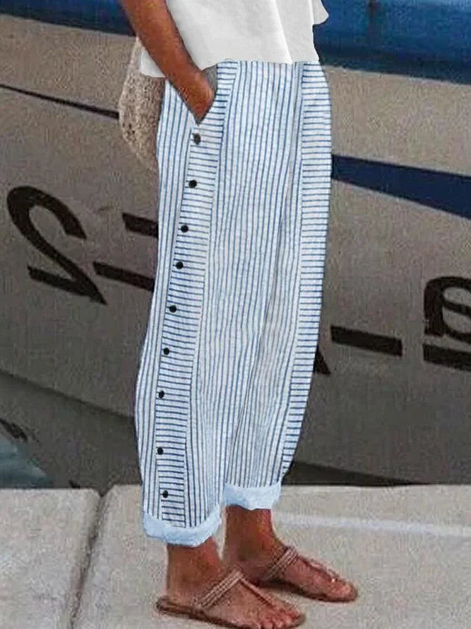 Chic Striped Trousers with Side Pockets