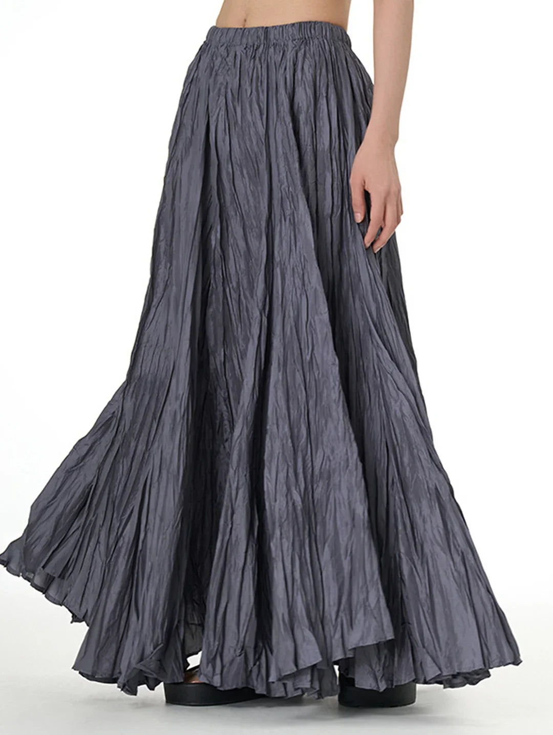 Norris - Elegant Ruched Pleated Maxi Skirt with Stretchy Waistband