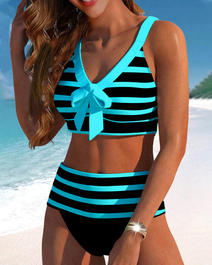 Gayle - Striped High-Waisted Bikini Set