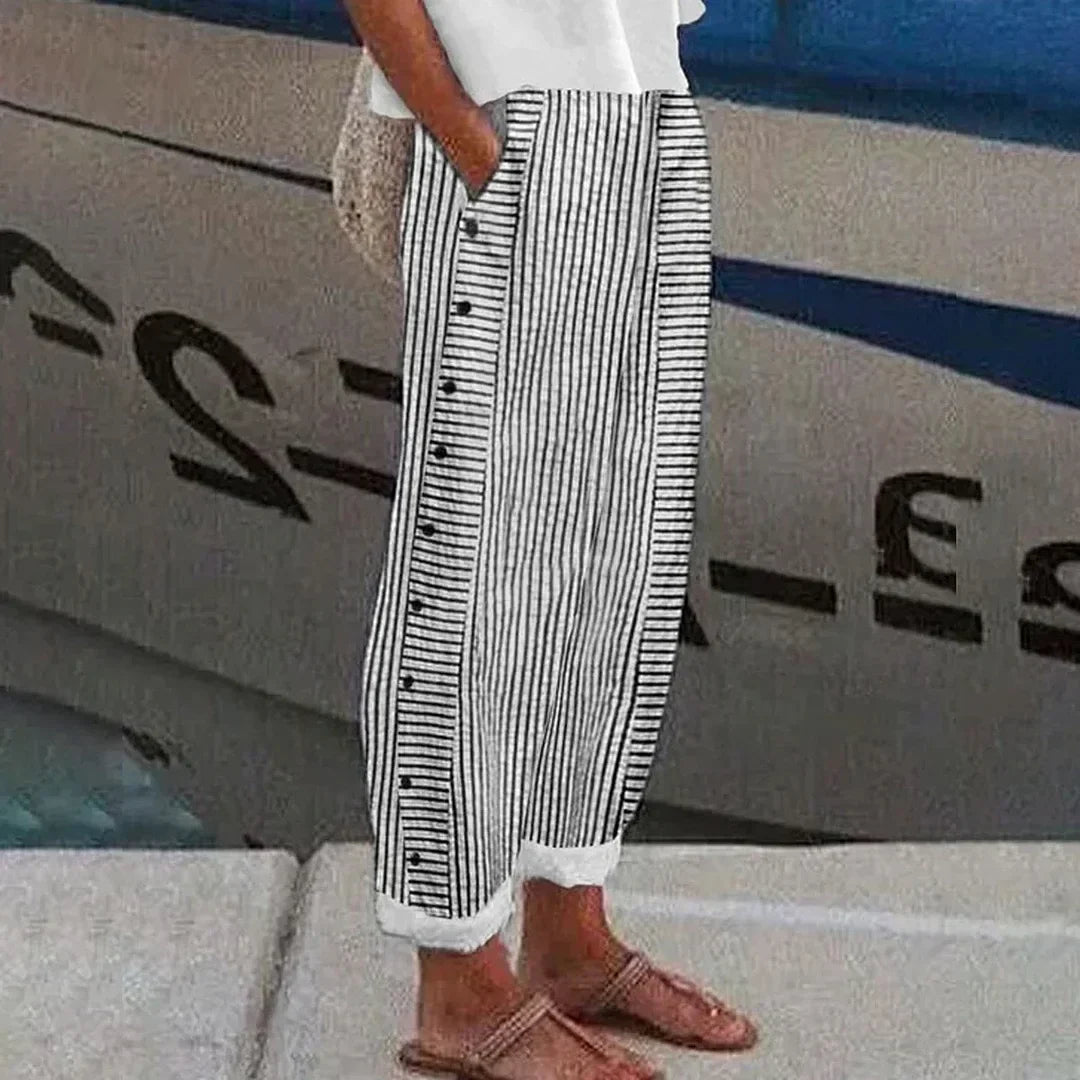 Chic Striped Trousers with Side Pockets