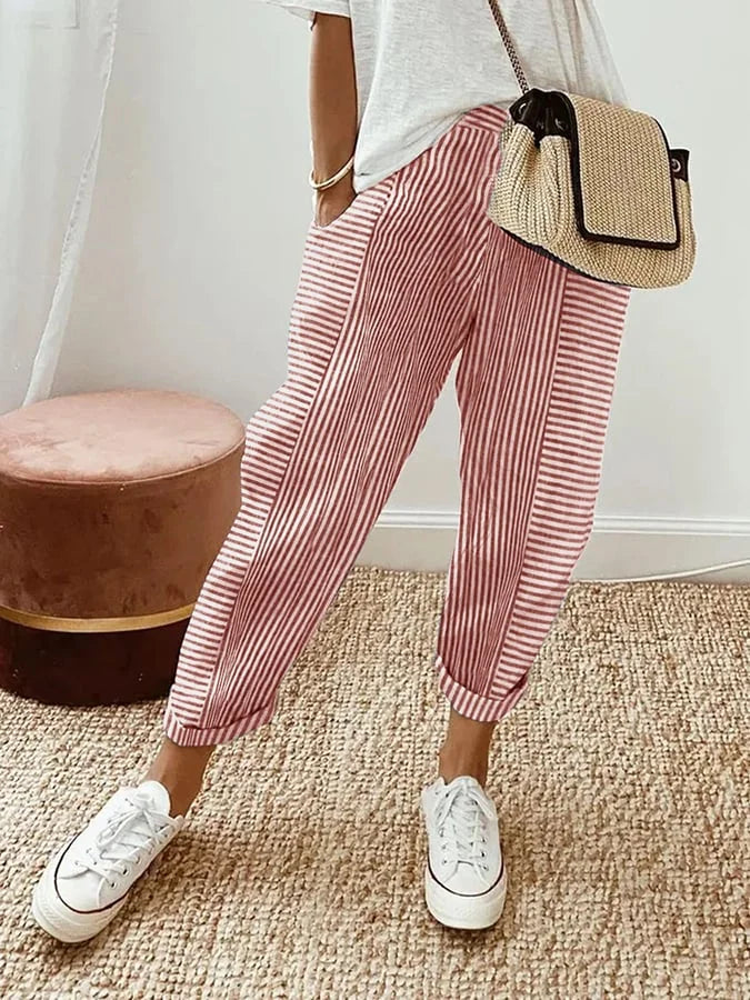 Casual Jogging Pants with Jacquard Stripes: Sporty Chic