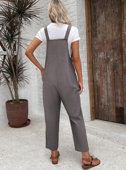 Jana - Gray Sleeveless Jumpsuit with Belt