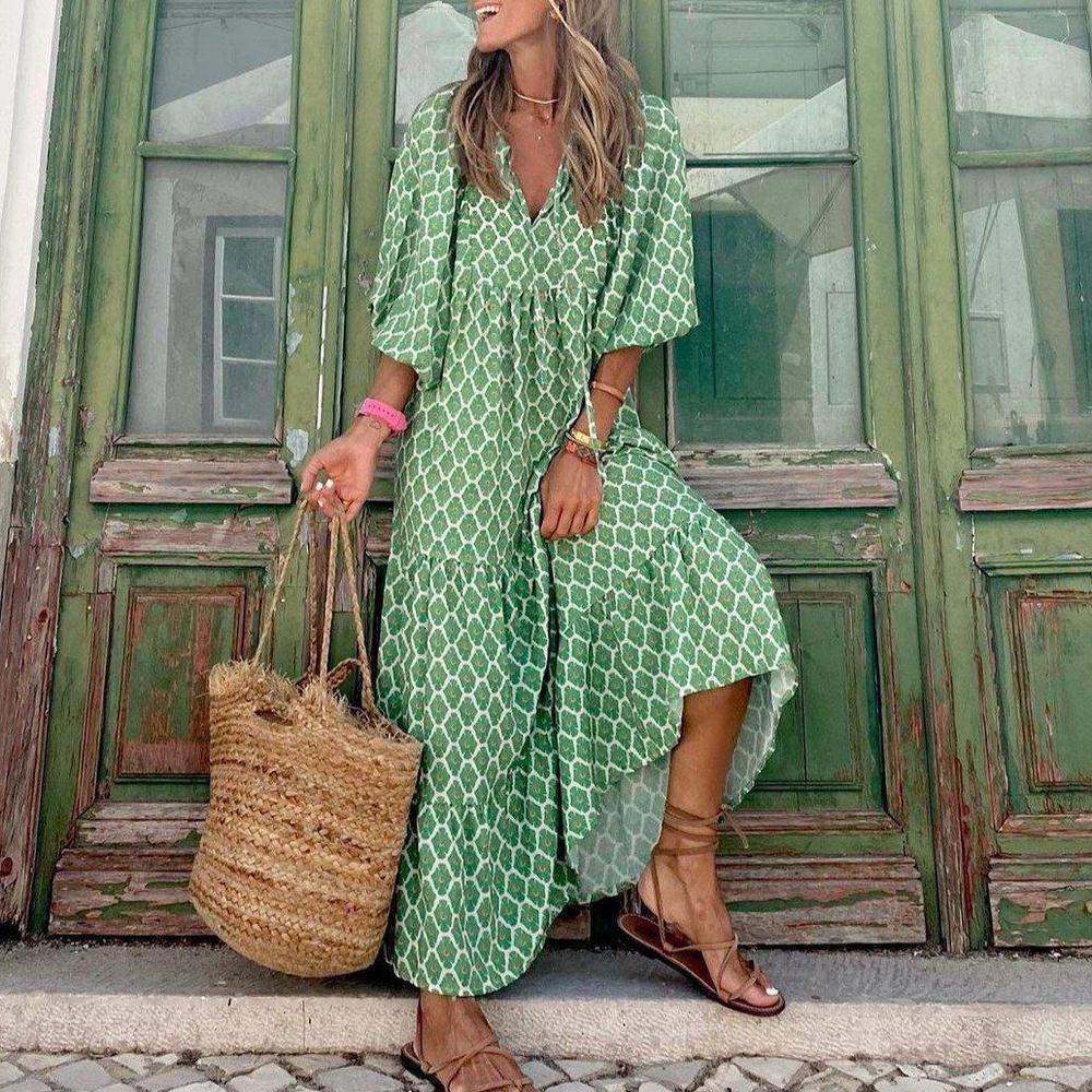 Acacia - Green Bohemian Maxi Dress