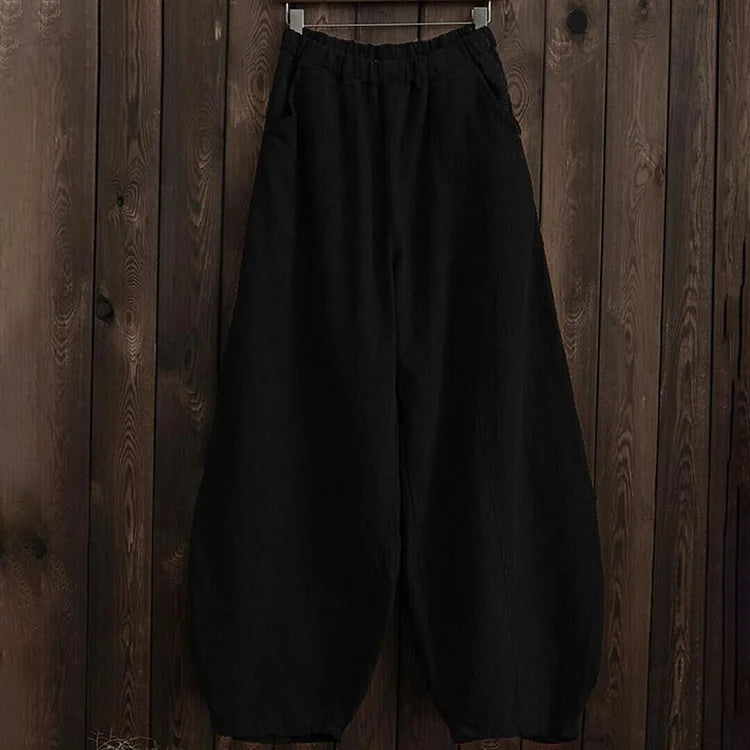 Retro Casual Loose Pocket Lantern Pants