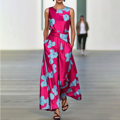 Fifer | Pink-Red Sleeveless Maxi Dress