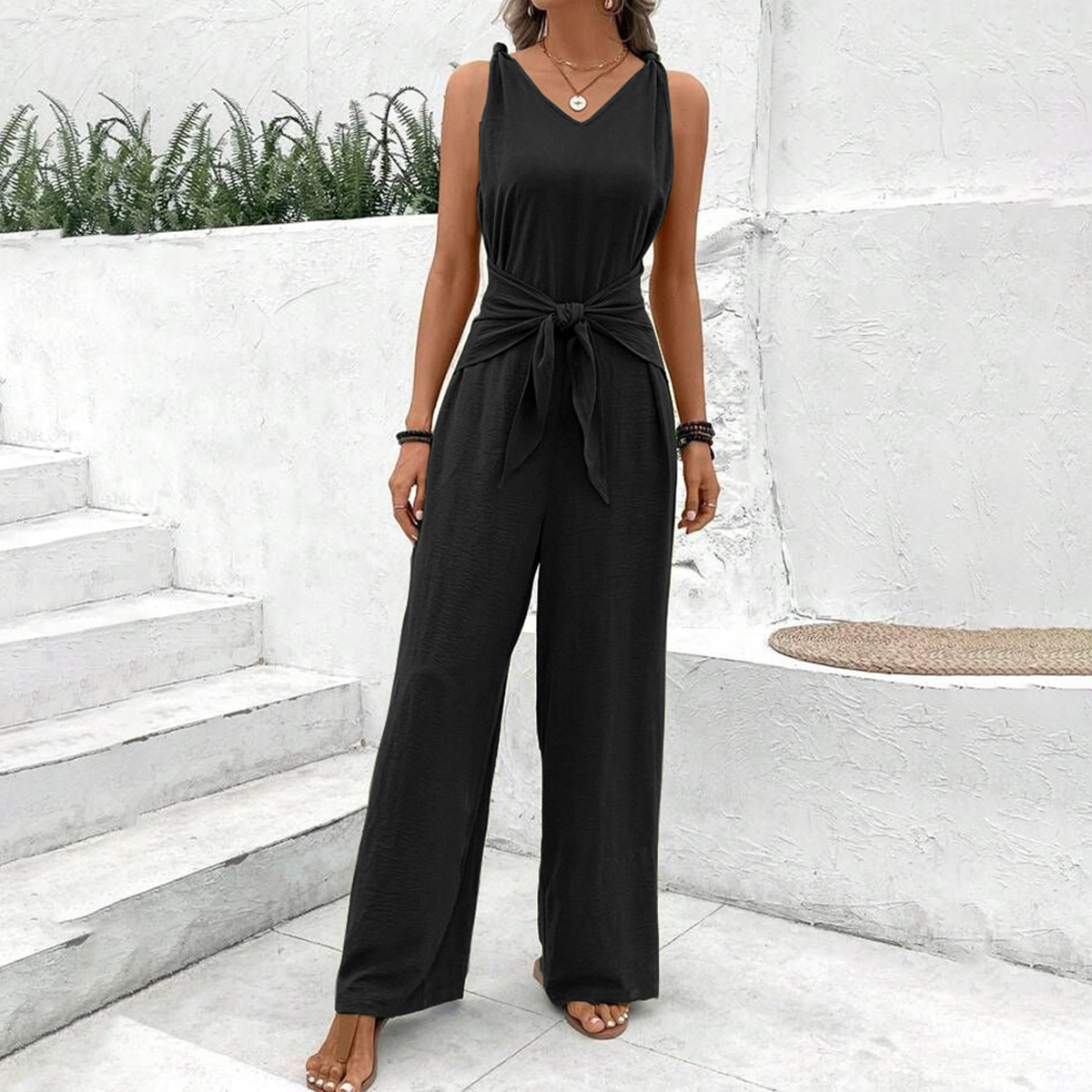 Renita | Modern Black Sleek Jumpsuit