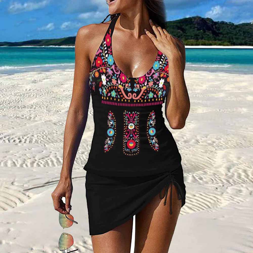 Daisy - Elegant Black Sleeveless Swimsuit with Sweetheart Neckline