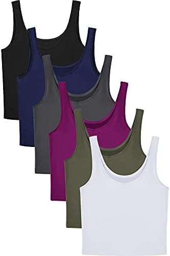 Andi- 6-Pack Women's Essential Sleeveless Crop Tank Tops for Sports and Leisure