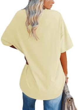 Beverley - Casual Oversized T Shirts Short Sleeve V Neck Basic Plain Cotton Tee Tops.