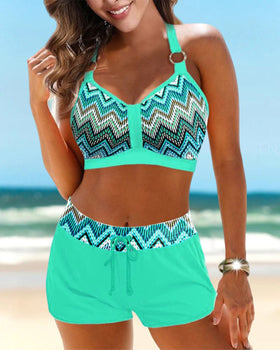 Elvia - High-Waisted Bikini with Geometric Print