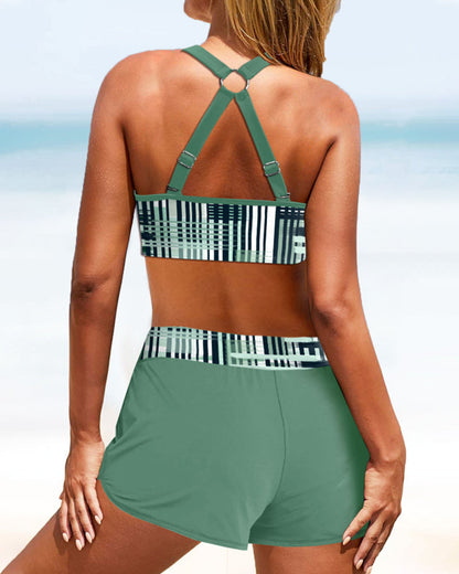 Janelle - High-Waisted Striped Bikini Set