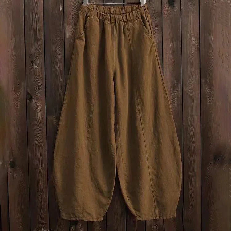 Retro Casual Loose Pocket Lantern Pants