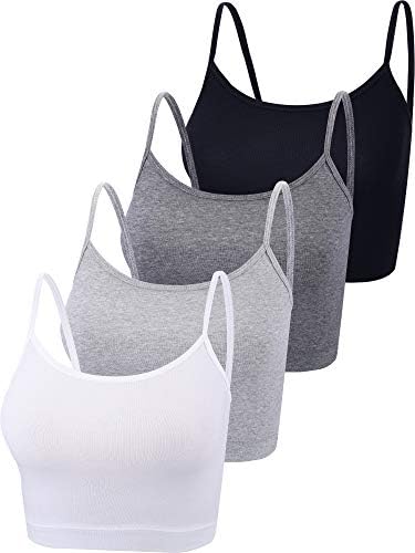 Helen - 4-Pack Women's Sleeveless Racerback Crop Tops - Comfortable Cotton Blend Sports Tanks