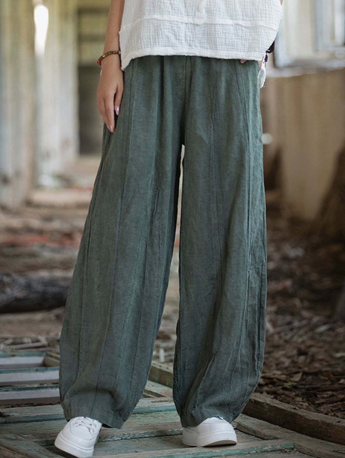 Relaxed Fit Textured Emma Trousers - Effortless Comfort