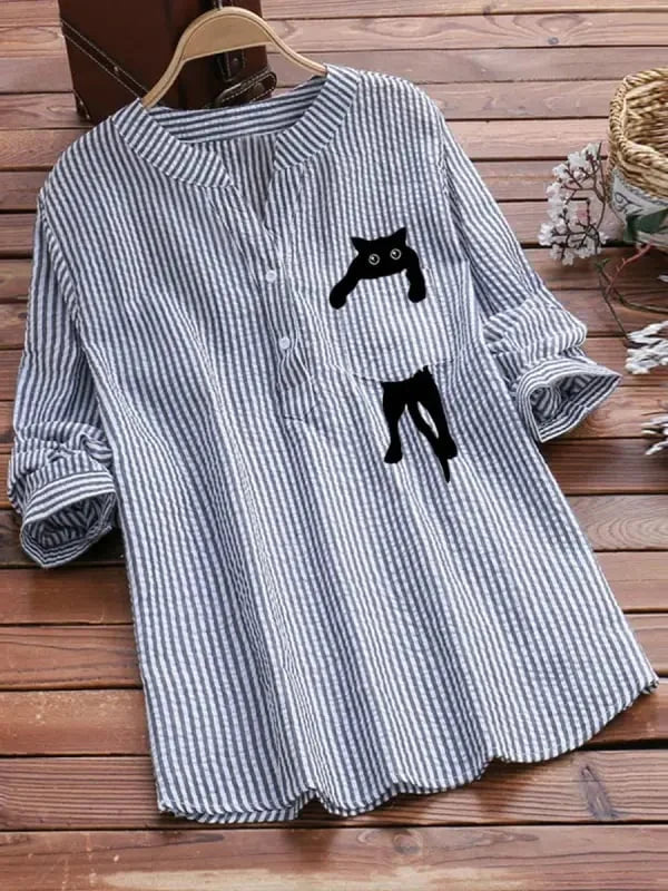 Vicky – Cute cat print blouse