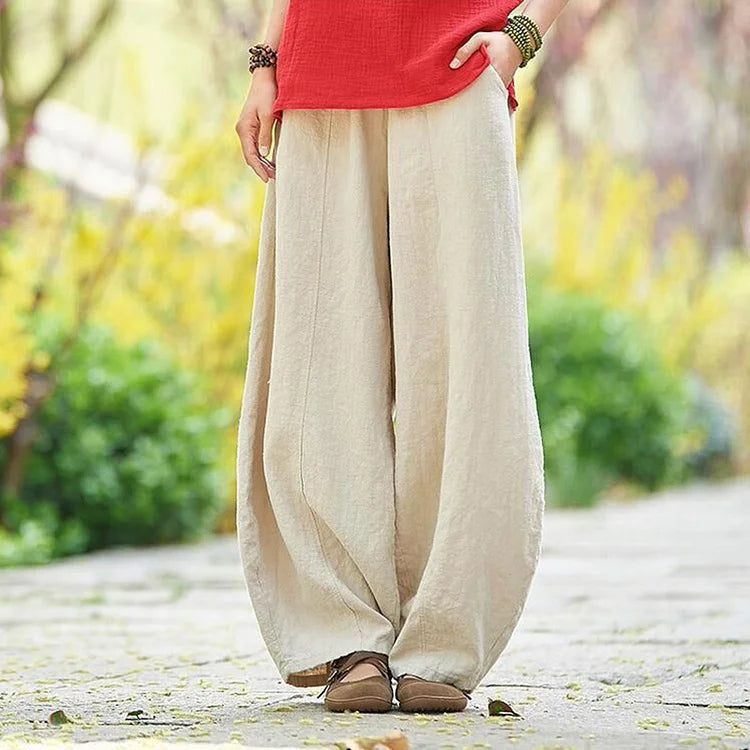 Retro Casual Loose Pocket Lantern Pants