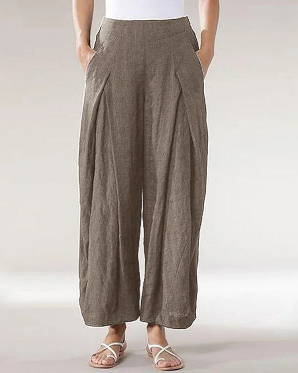 Rai - Wide Leg Linen Trousers in Stylish and Elegant Design