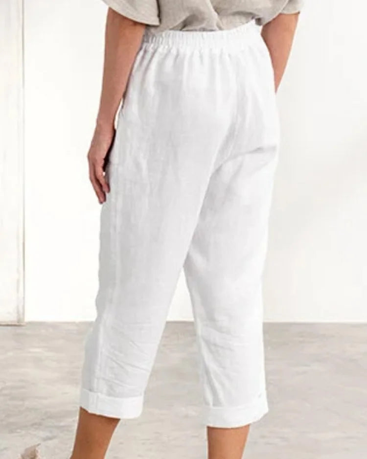 Eisley - High-Waisted Cropped Button-Up Pants