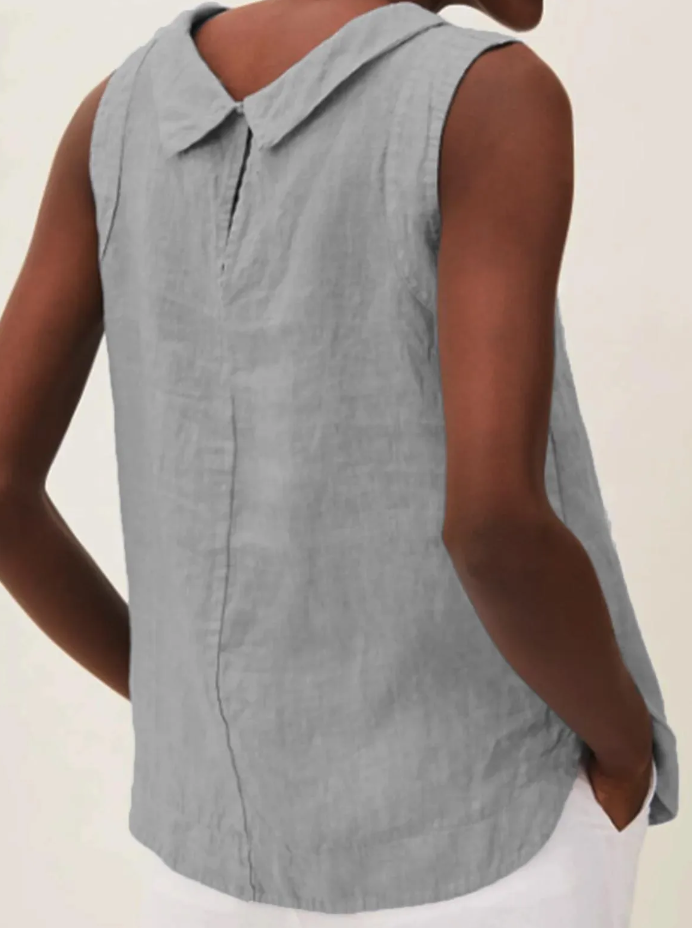 Linen Blouse with Short Sleeves and Round Neckline – Summer Lightness