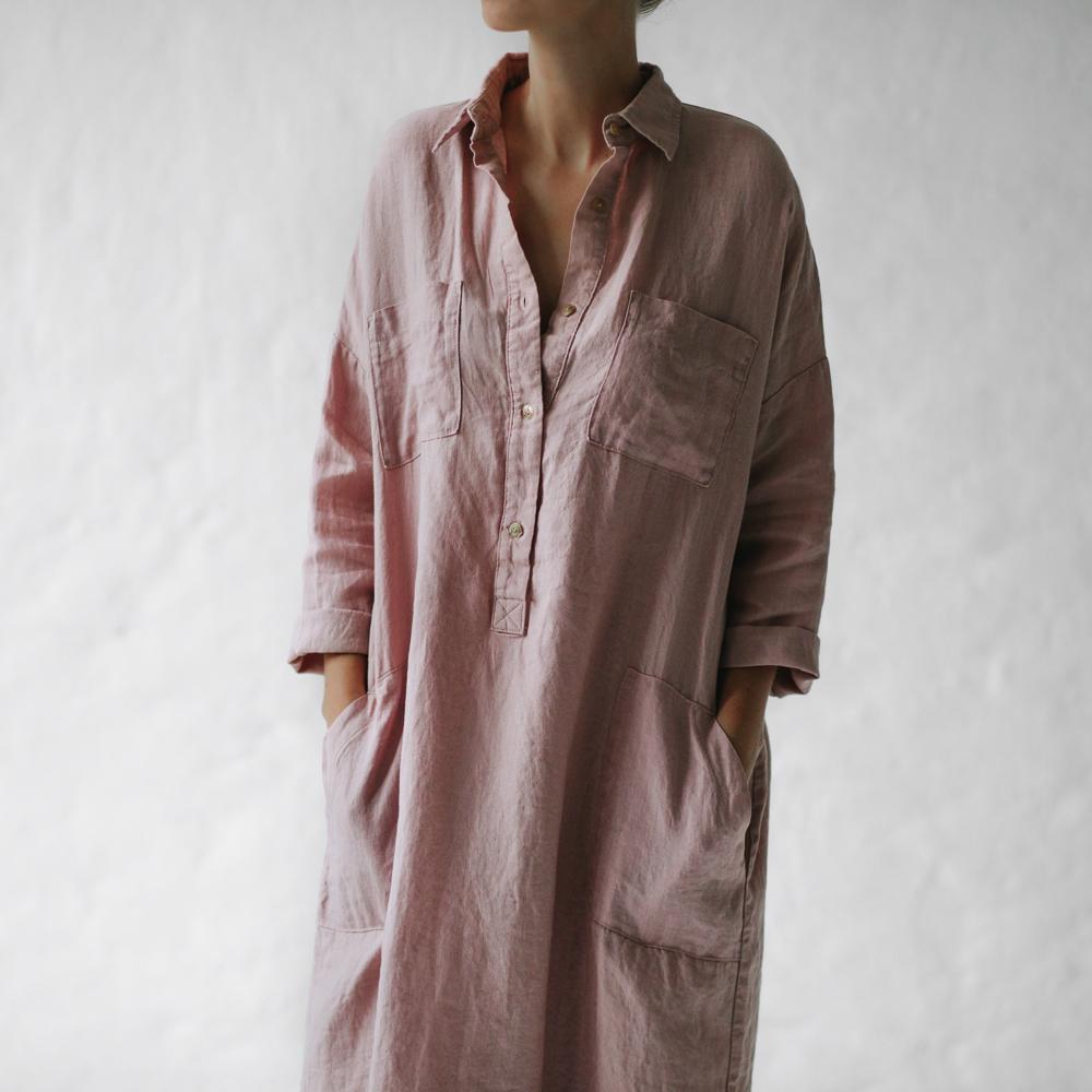 Dusty Pink Casual Shirt Dress