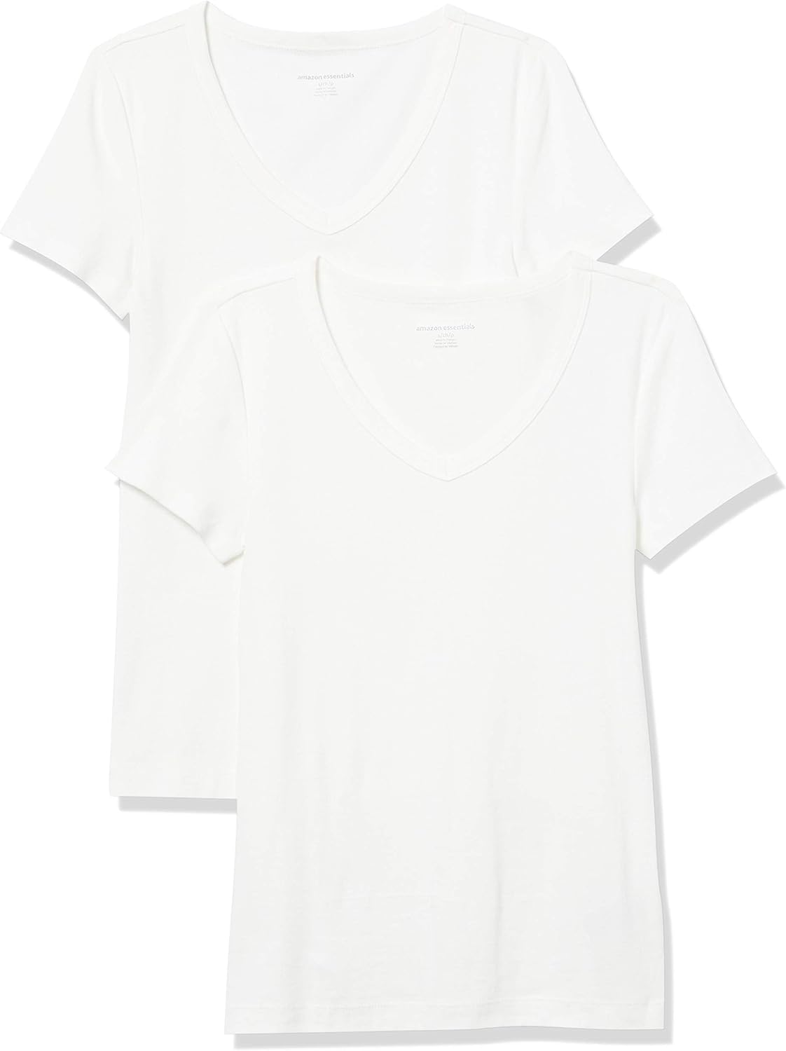 Yael - Essentials Women's Slim-Fit V-Neck T-Shirt Set, Short Sleeves - 2 Pack