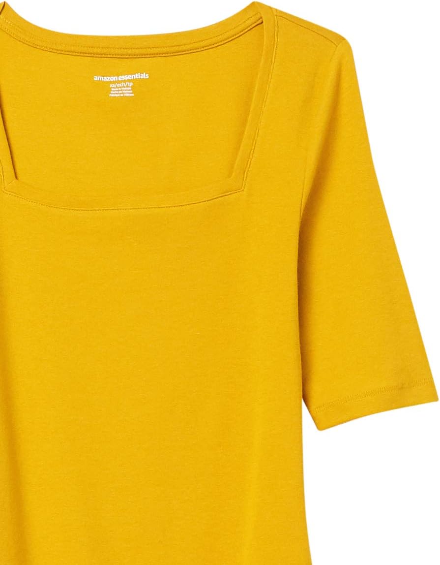 Tina - Essentials Women's Fitted Half Sleeve Square Neck Tee