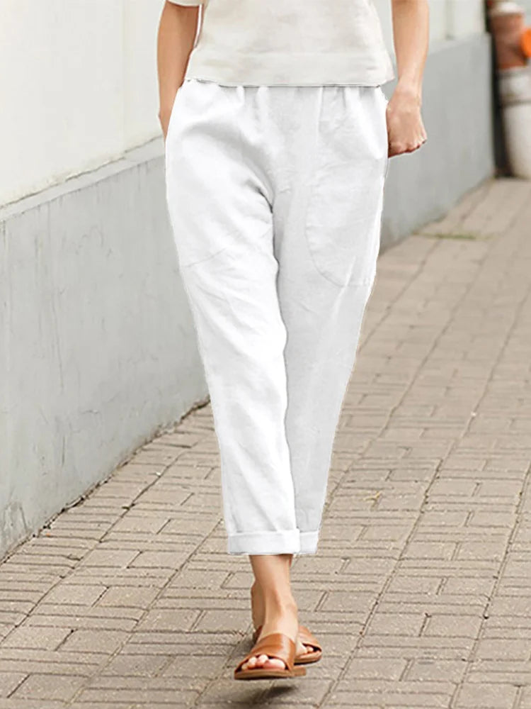 Casual Solid Color Straight Leg Trousers for Everyday Wear