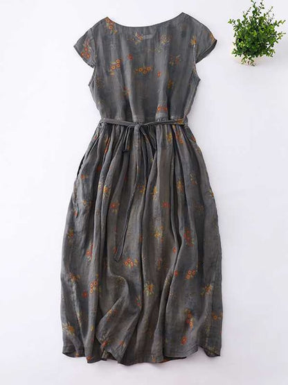 Bohemian Floral Print Casual Dress for Women