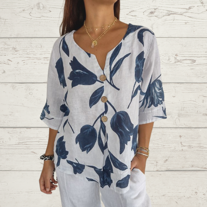 Vivian V-Neck Tunic Top - Exclusive Artistic Design