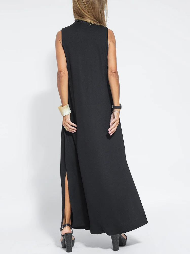 Vibrant Solid Color Sleeveless Maxi Dress for Effortless Elegance