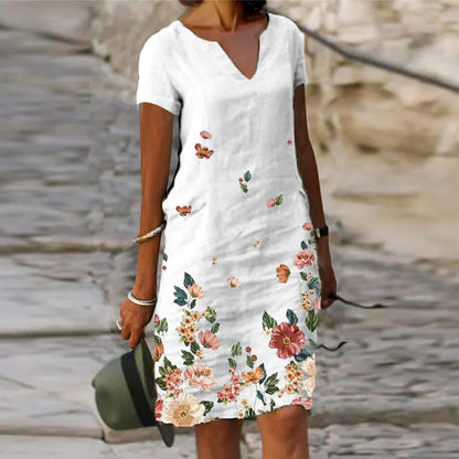 Printed Cotton-Linen Dress - Effortless Summer Elegance