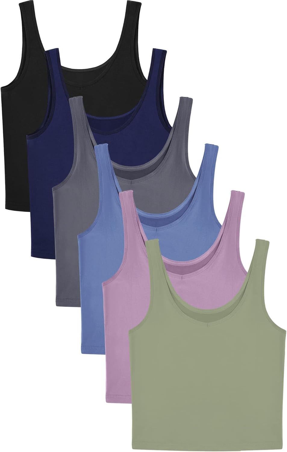 Andi- 6-Pack Women's Essential Sleeveless Crop Tank Tops for Sports and Leisure