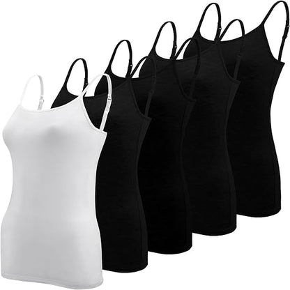 Lynne - 5 Pieces Basic Camisole Adjustable Strap Vest Top for Women and Girl