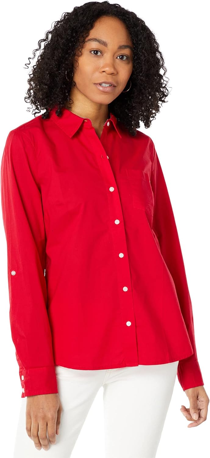 Janet - Women's Plaid Roll Tab Top Button Down Shirt