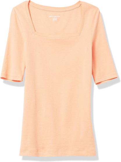 Tina - Essentials Women's Fitted Half Sleeve Square Neck Tee