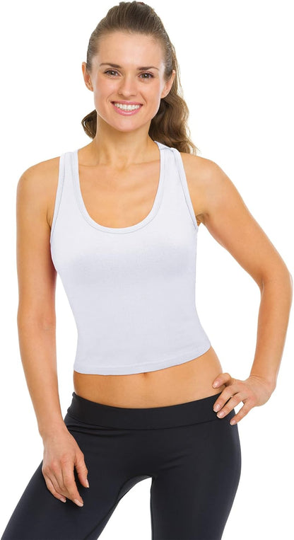 Tracey - Cotton Racerback Crop Tank Tops - 4 Pack