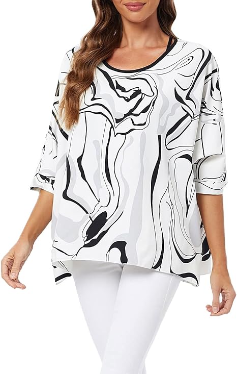 Joyce - Women's Sheer Floral Batwing Sleeve Oversized Off-Shoulder Tunic Blouse