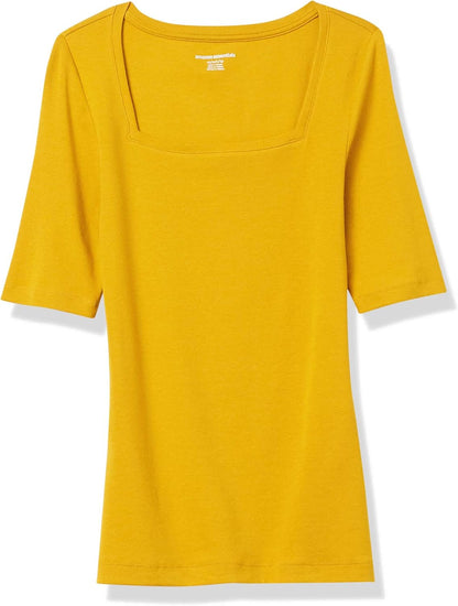 Tina - Essentials Women's Fitted Half Sleeve Square Neck Tee