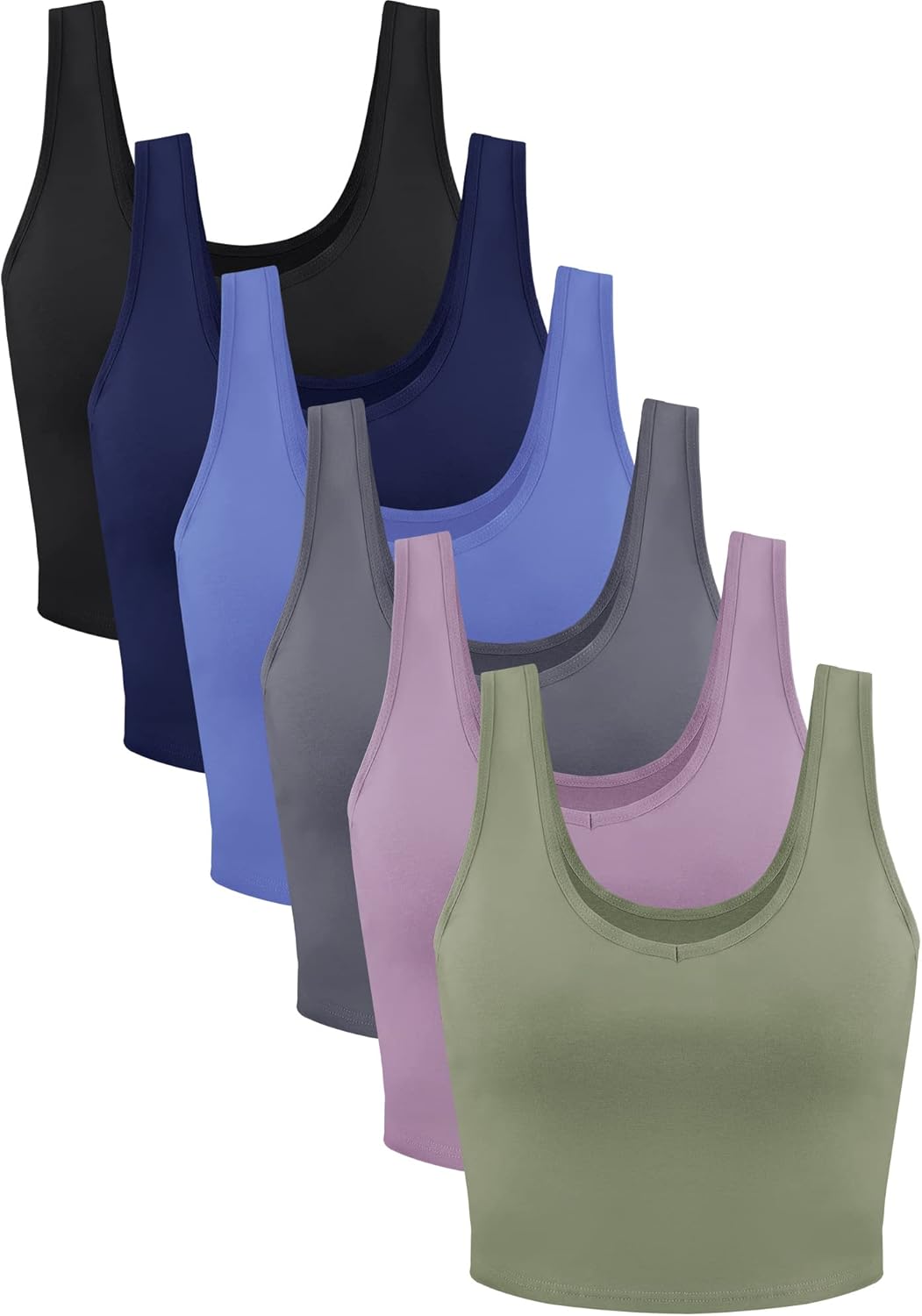 Andi- 6-Pack Women's Essential Sleeveless Crop Tank Tops for Sports and Leisure