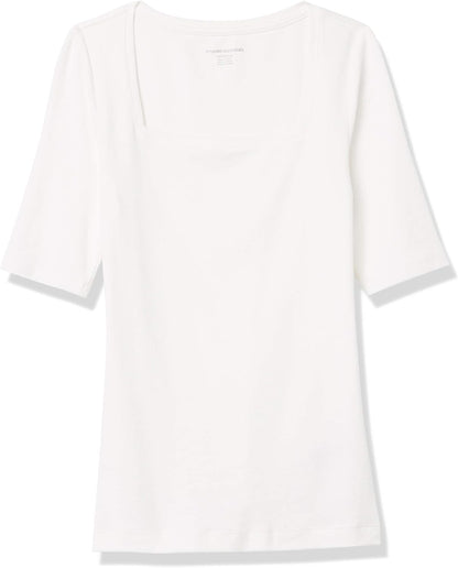 Tina - Essentials Women's Fitted Half Sleeve Square Neck Tee