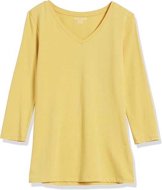 Lois - Essentials Women's Classic-Fit 3/4 Sleeve V-Neck T-Shirt (Available in Plus Size), Multipacks