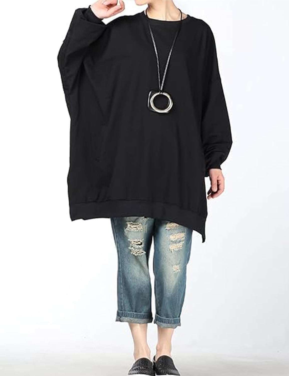 Sally - Women's Oversized Shirt Dress Long Sleeve Tunic Top Sweatshirt