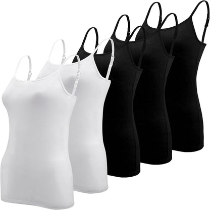 Lynne - 5 Pieces Basic Camisole Adjustable Strap Vest Top for Women and Girl